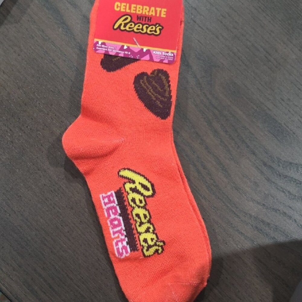 Kids Orange Logo & Hearts Crew Socks